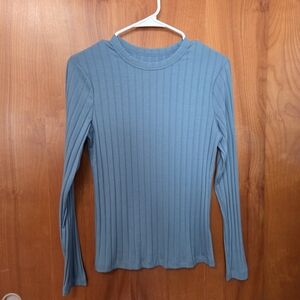 a new day Teal Ribbed Long Sleeve Top